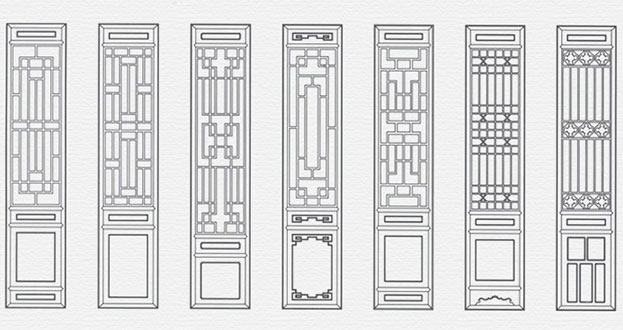 淳化常用中式仿古花窗图案隔断设计图